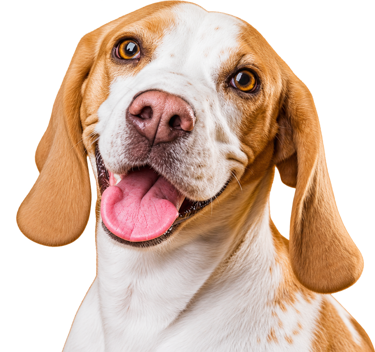 Happy dog looking up